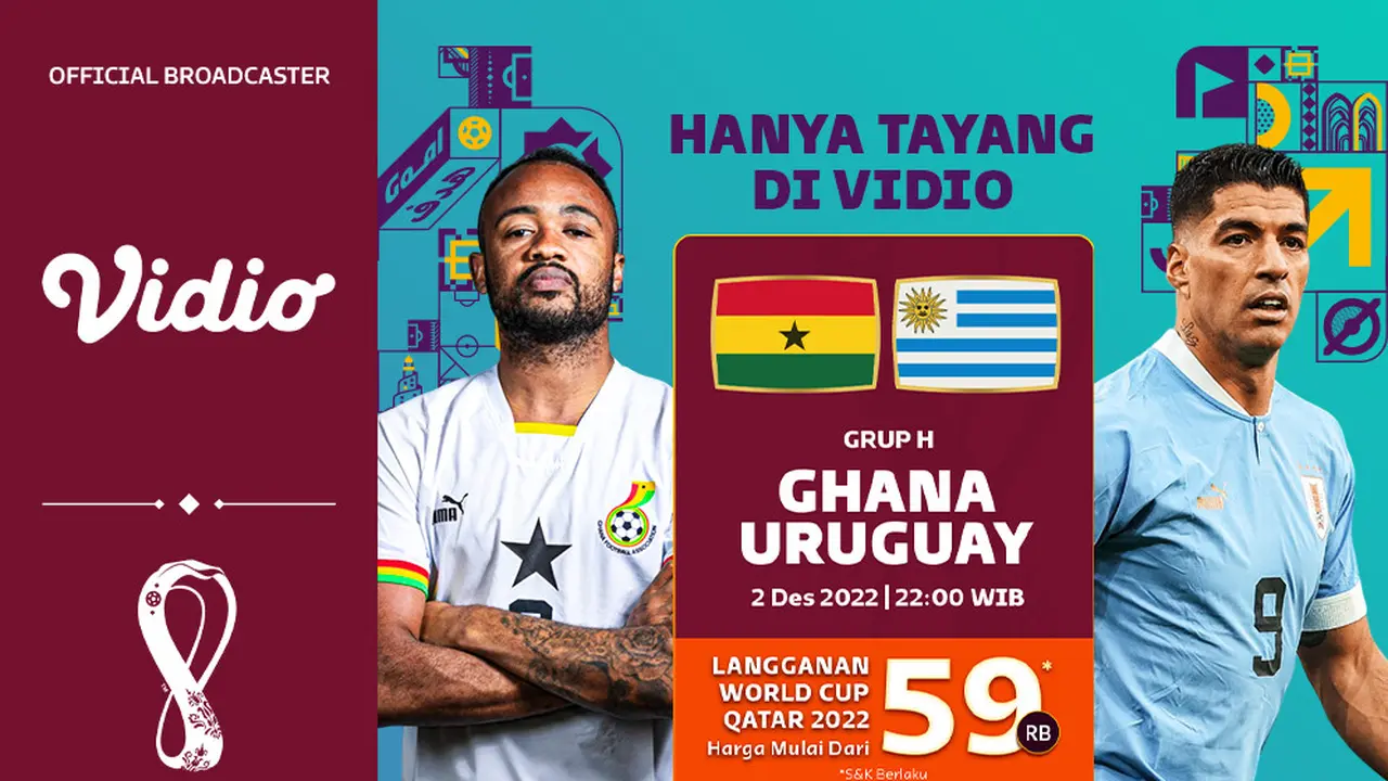 Jadwal dan Live Streaming Piala Dunia 2022 : Ghana Vs Uruguay di Vidio Malam Ini
