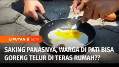 Suhu panas melanda Pati, Jawa Tengah, hingga 40 derajat celcius. Namun, warganya justru memanfaatkan suhu panas tersebut untuk menggoreng telur di teras rumah.