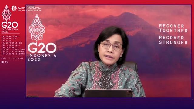 Menteri Keuangan RI Sri Mulyani Indrawati di acara online G20.