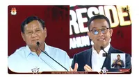 Calon presiden nomor 1 Anies Baswedan dan capres nomor urut 2 Prabowo Subianto saat debat capres ketiga yang digelar KPU pada Minggu (7/1/2024) di Istora, Senayan, Jakarta. (Tangkapan Layar YouTube KPU RI)