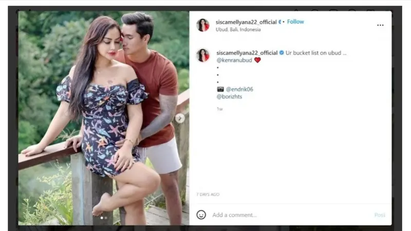 Selebgram Sisca Mellyana dan Kekasihnya Boriz Hutasoit.