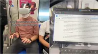 Penumpang MRT tampak bekerja dari Metaverse sebagai pengganti laptop. (Sumber: TikTok/reyfrangswa)