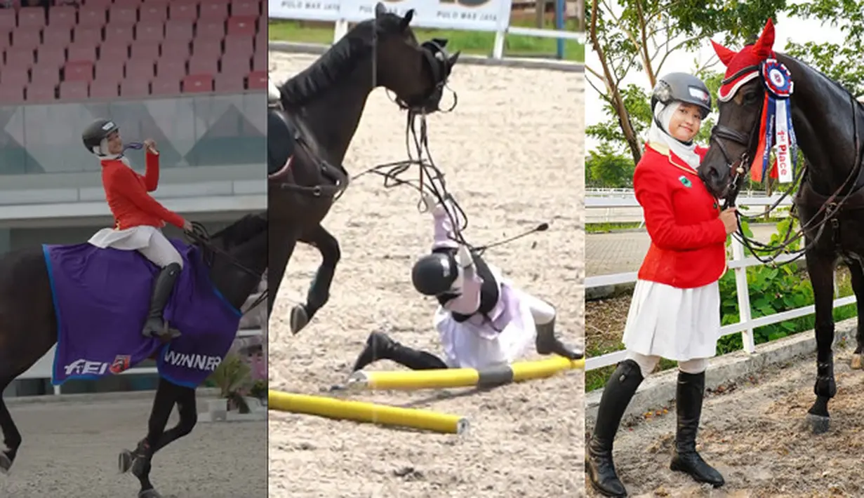 Tidak mengikuti jejak sang ayah, Aisha Maydina Hakim anak sulung Irfan Hakim menekuni olahraga berkuda. Beberapa kali jatuh, tapi Aisha tetap semangat berkuda. Aisha juga telah sering menang dalam perlombaan. [Instagram/irfanhakim75/aishakeem15]