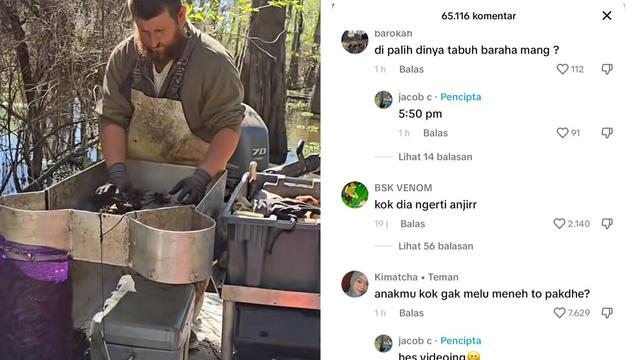 Viral seorang nelayan bernama Jacob menjawab komentar warganet Indonesia yang bertanya dalam bahasa daerah