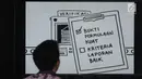 Sebuah layar monitor karikatur pemberantasan korupsi yang terpasang di lobi Gedung KPK, Jakarta, Selasa (20/3). Karikatur tersebut sebagai contoh proses pencegahan korupsi sejak dini. (Merdeka.com/Dwi Narwoko)