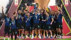 Inter Milan berhasil menambah gelar mereka pada musim ini dengan menyabet juara Coppa Italia pada Rabu (13/05/2026) malam waktu setempat. (AP Photo/Andrew Medichini)