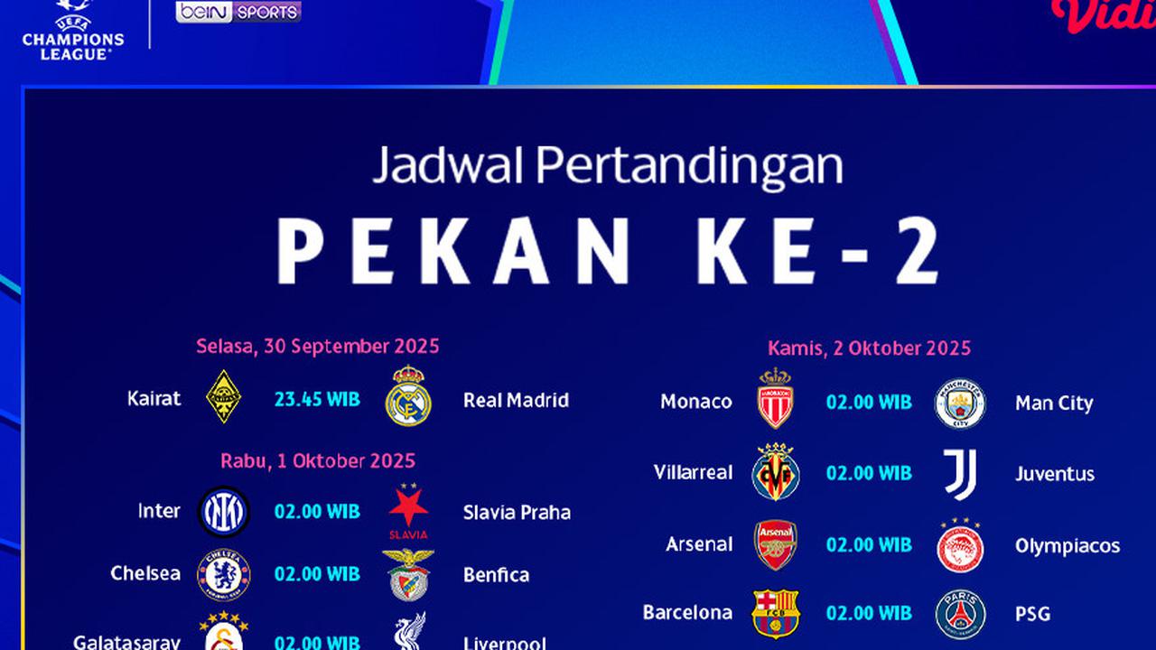 Jadwal dan Nonton Liga Champions 2025/26 Matchweek 2: Live Eksklusif di Vidio