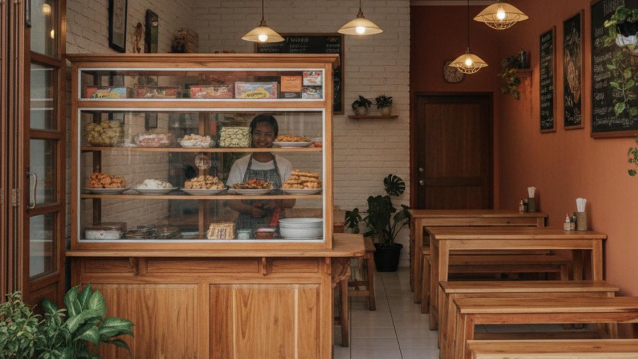 Ilustrasi Desain Warung Prasmanan di Teras Rumah