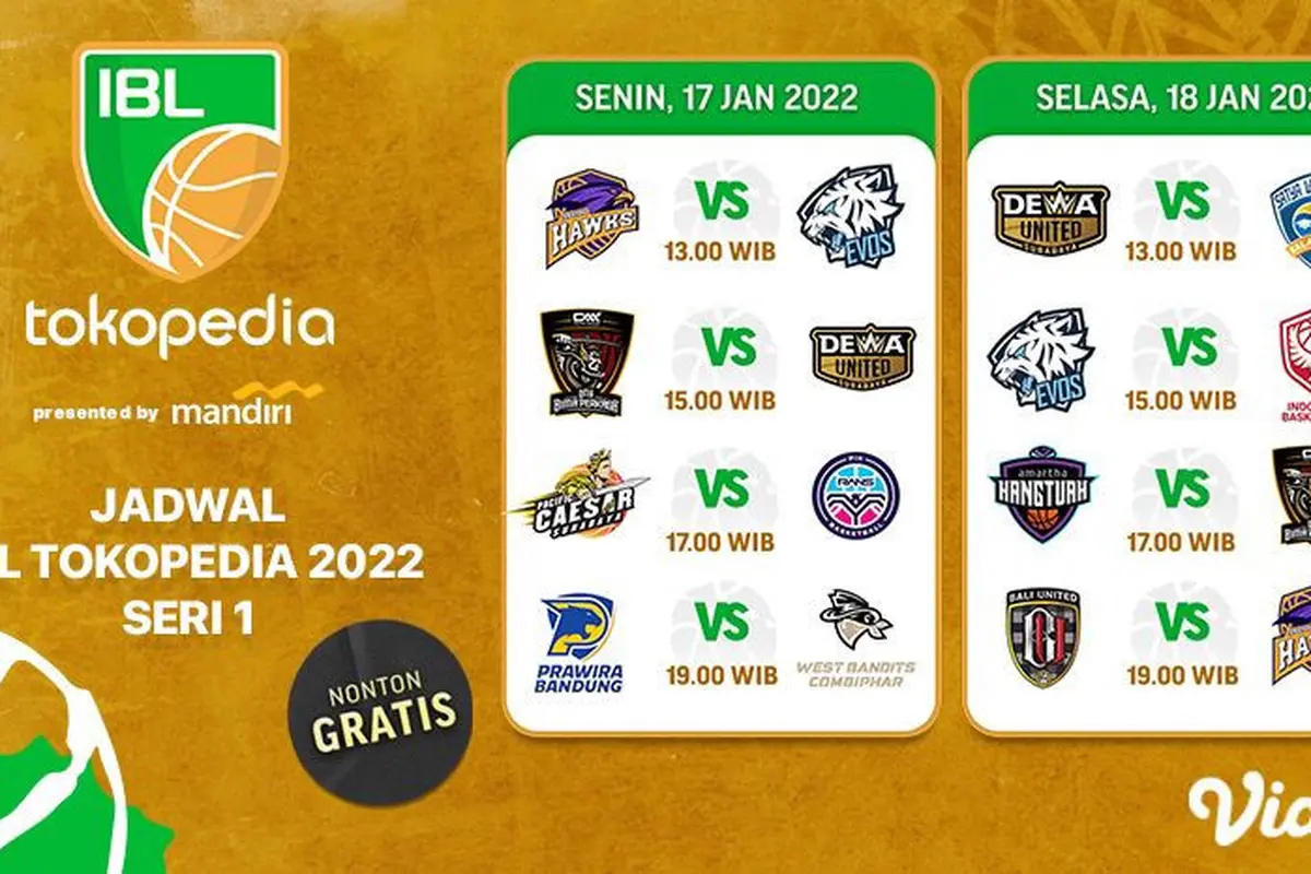 Jadwal Lengkap IBL 2022 Selasa, 18 Januari 2022 Live Vidio