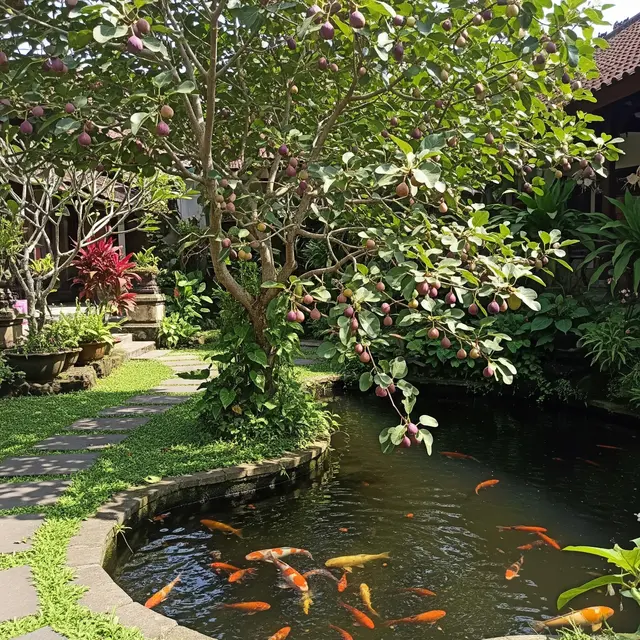 11 Pohon Buah yang Cocok di Dekat Kolam Ikan Tanpa Akar Merusak Struktur