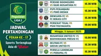 Jadwal dan Live Streaming Pegadaian Liga 2 2024/25 Matchweek 17 di Vidio