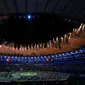Pesta pembukaan Olimpiade Rio 2016 ditutup dengan penyalaan kaldron dan kembang api di Stadion Maracana. (REUTERS/Andrew Boyers)