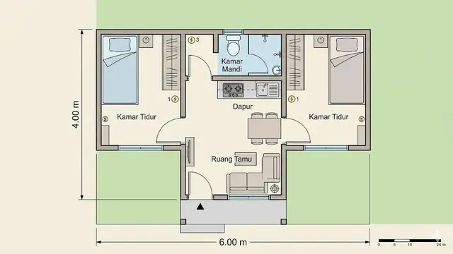 Denah Rumah Kecil 2 Kamar Biaya Rp50 Juta Tapi Terasa Luas