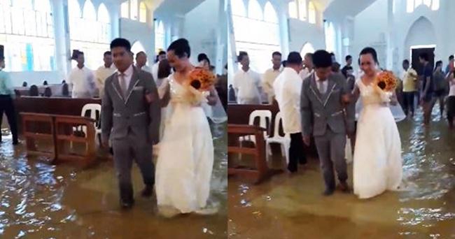 Pernikahan pengantin di Filipina bersamaan dengan adanya bencana banjir/copyright facebook.com/Bautista Benarez