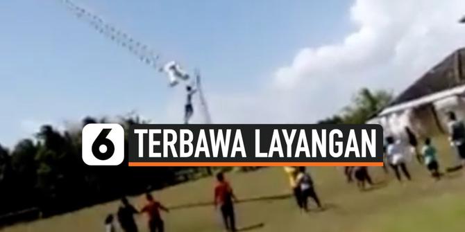 VIDEO: Bocah Laki-Laki Terbawa Layangan Raksasa di Bantul