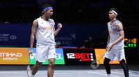 Ganda putra Indonesia Fajar Alfian/Muhammad Rian Ardianto mengalahkan pasangan China&nbsp;Chen Bo Yang/Liu Yi pada babak 32 besar All England 2025. Fajar/Rian menang 21-17, 15-21, dan 21-17&nbsp;di&nbsp;Utilita Arena Birmingham, Birmingham, Inggris, Rabu (12/3).&nbsp;(foto: PBSI)