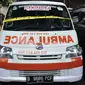 Penampakan ambulans Partai Gerindra yang diamankan polisi terparkir di halaman Mapolda Metro Jaya, Jakarta, Kamis (23/5/2019). Ambulans milik Partai Gerindra Tasikmalaya berpelat nomor B 9686 PCF tersebut diamankan polisi karena diduga mengangkut batu dalam Aksi 22 Mei. (merdeka.com/Iqbal Nugroho)