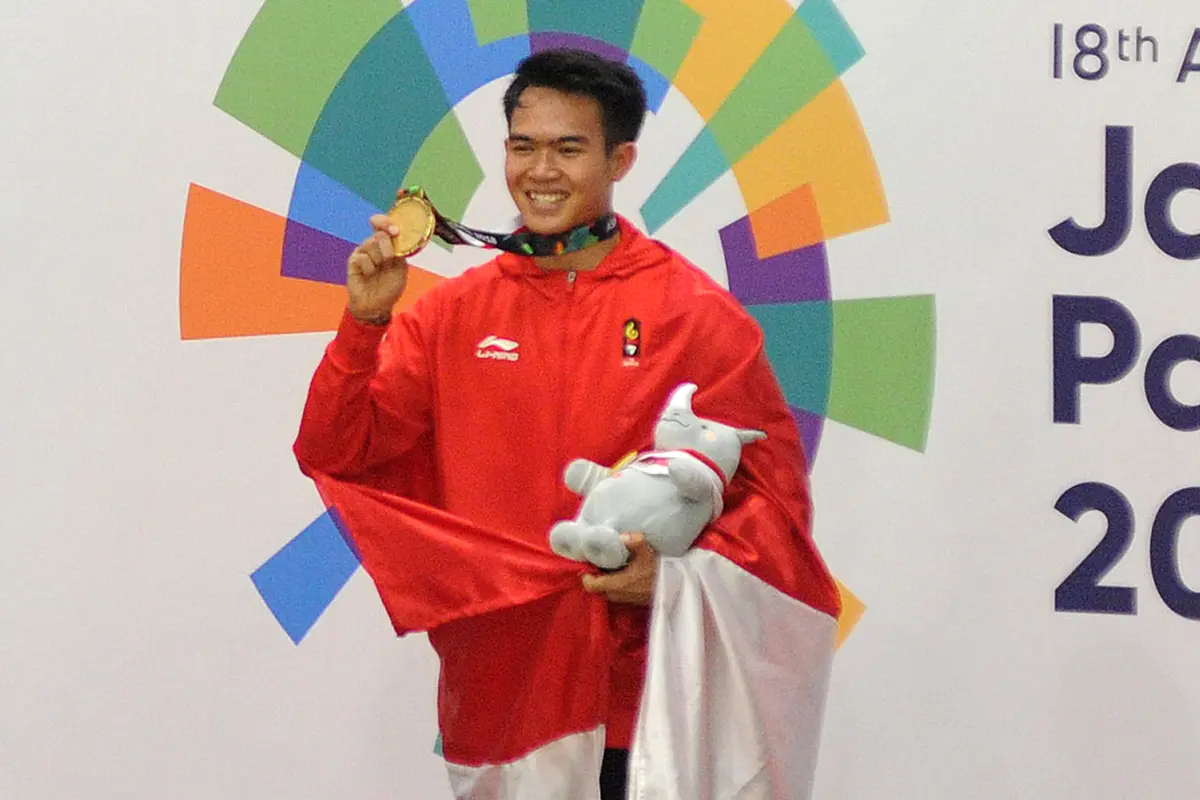 Aksi Komang Harik Adi Putra Rebut Emas ke-17 Indonesia di Asian Games 2018