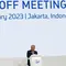 Menteri Pekerjaan Umum dan Perumahan Rakyat (PUPR) Basuki Hadimuljono memberikan sambutan pada pembukaan Kick off Meeting 10th World Water Forum di Jakarta, Rabu (15/2/2023). (Liputan6.com/HO)
