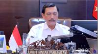 Menko Kemaritiman dan Investasi Luhut Binsar Pandjaitan melakukan Konferensi Pers Perkembangan PPKM pada Senin (20/9/2021).