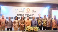 PT Medco Cahaya Geothermal (MCG) menandatangani Perjanjian Pembiayaan dengan PT Sarana Multi Infrastruktur (SMI) Persero untuk pengembangan Pembangkit Listrik Tenaga Panas Bumi Ijen (PLTP Ijen). (Dok SMI)