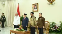 Wakil Presiden Republik Indonesia, KH. Maruf Amin dalam kegiatan Penyerahan Penghargaan Adhikarya Pembangunan Pertanian 2023 di Istana Wapres, Jakarta, Senin, 14 Agustus 2023.