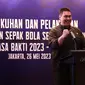 Kemenpora Dito Ariotedjo memberikan sambutan saat Pelantikan Pengurus PSSI Masa Bakti 2023-2027 yang berlangsung di Hotel Fairmont, Jakarta, Jumat (26/05/2023). (Bola.com/Bagaskara Lazuardi)