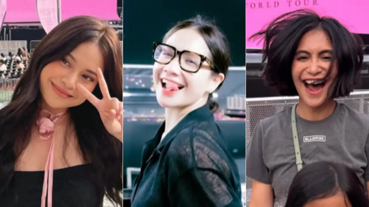 Nagita Slavina, Caca Tengker, dan Hanggini saat Nonton Konser Blackpink Langsung dari Korea Selatan