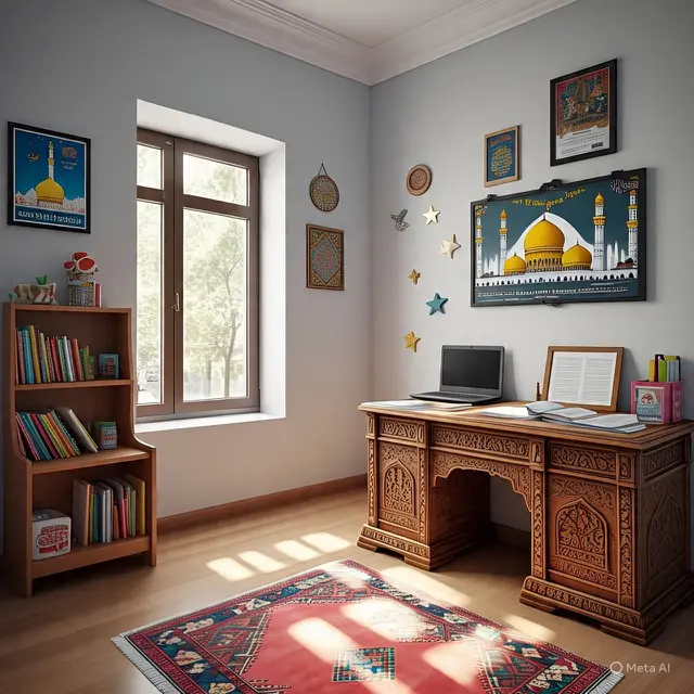 Ilustrasi Ruang Belajar Islami (Created by Meta AI)