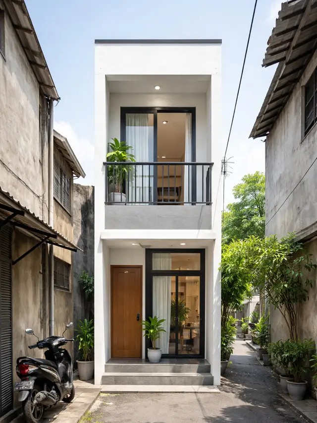 Model Rumah Minimalis di Gang Sempit 2 Lantai