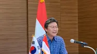 Duta Besar Korea untuk Indonesia, Kim Chang-beom ketika memaparkan hasil kerja sama dengan Indonesia dan agenda di 2020 kepada media pada Selasa 14 Januari 2020. (Liputan6.com/Benedikta Miranti T.V)