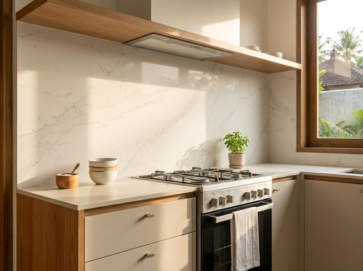 Backsplash Quartz Berbentuk Slab