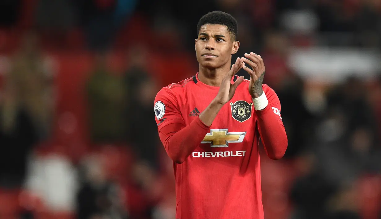 Marcus Rashford (14 gol) - Rashford menjadi pemain Manchester United yang produktif mencetak gol. Ia telah menyumbangkan 14 gol untuk di musim 2019/2020 ini. (AFP/Oli Scarff)