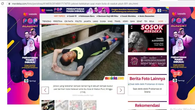tangkapan layar artikel di merdeka.com.