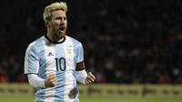 Gol tunggal kemenangan Argentina atas Uruguay diciptakan Lionel Messi pada menit ke-43. (AP/Natascha Pisarenko)