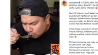 Konten kreator makanan Nex Carlos viral di media sosial lantaran mengalami “Kecelakaan” saat bekerja. Detik-detik kecelakaan yang dialaminya pun dibagikan dalam sebuah video singkat. Foto: tangkapan layar Instagram @nexcarlos.