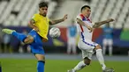 Gelandang timnas Brasil, Lucas Paqueta mencetak gol pembuka ke gawang Chile pada perempat final Copa America 2021 di Stadion Nilton Santos, Sabtu (3/7/2021) pagi WIB. Timnas Brasil lolos ke babak semifinal Copa America 2021 berkat kemenangan 1-0 atas Chile. (AP Photo/Bruna Prado)