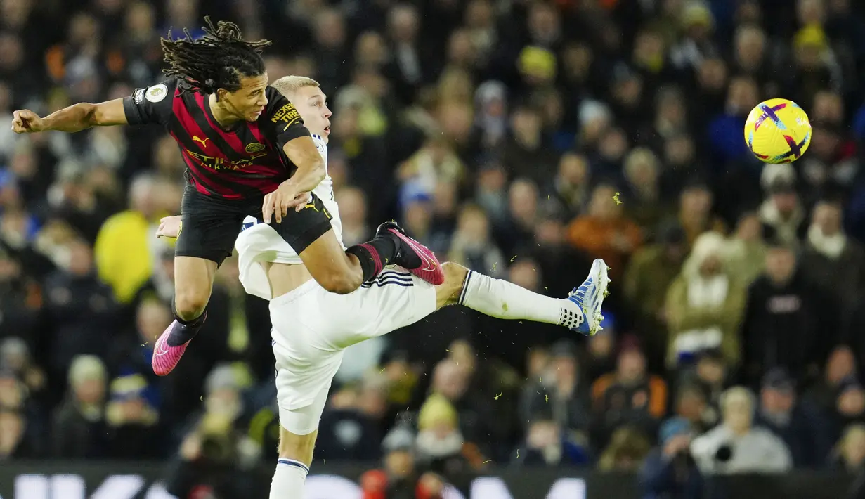 Bertanding di Elland Road, The Citizens menang meyakinkan dengan skor 3-1. (AP Photo/Jon Super)