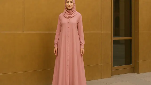 Model Gamis Kancing Depan Sampai Bawah