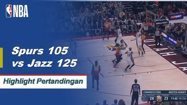 Cuplikan Pertandingan NBA : Spurs 105 vs Jazz 125