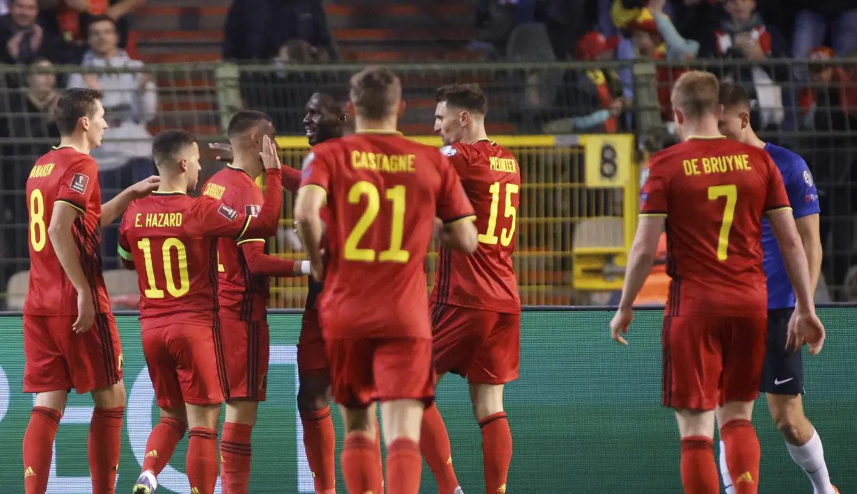 Belgia menjadi wakil keempat Eropa yang menyegel tempat di Piala Dunia 2022. (AP Photo/Olivier Mattys)