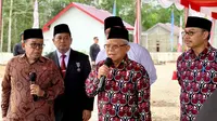 Wakil Presiden Republik Indonesia Ma’ruf Amin mengungkap strategi penurunan kasus stunting dalam kurun waktu yang tersisa, Banyuasin, Sumatera Selatan (6/7/2023) Foto: Ade Nasihudin/Liputan6.com.