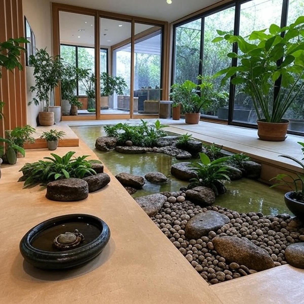 Taman dalam rumah dengan nuansa Zen