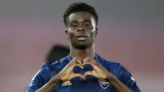 Bukayo Saka merupakan pemain Arsenal yang saat ini memiliki nilai banderol sebesar 65 juta euro. Dirinya tercatat mengalami kenaikan dari awal tahun 2021 sebanyak 40 juta euro. (Foto: AFP/Pool/Frank Augstein)