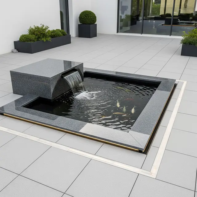 Model Kolam Ikan Mini Air Terjun di Teras Rumah