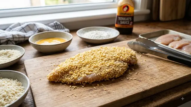 Ilustrasi katsu dada ayam fillet