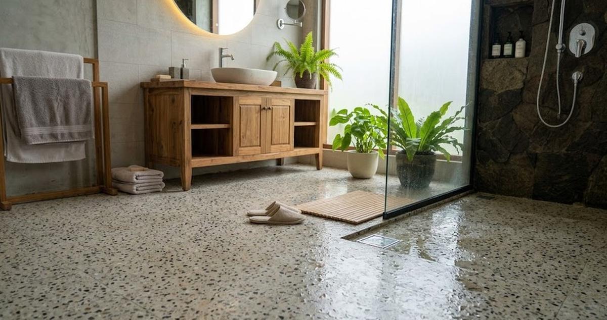 Jenis Lantai Kamar Mandi yang Tidak Mudah Berlumut dan Licin (AI Generated)