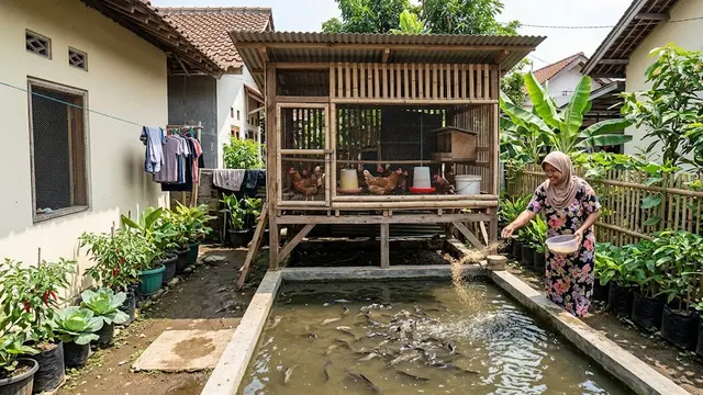 9 Desain Kandang Ayam dan Kolam Lele dalam Satu Lahan untuk Rumah Kecil