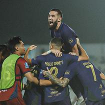 Momen Persita Tangerang mengalahkan Madura United dengan skor 4-1 di ajang BRI Super League 2025/2026. (Persita Media)