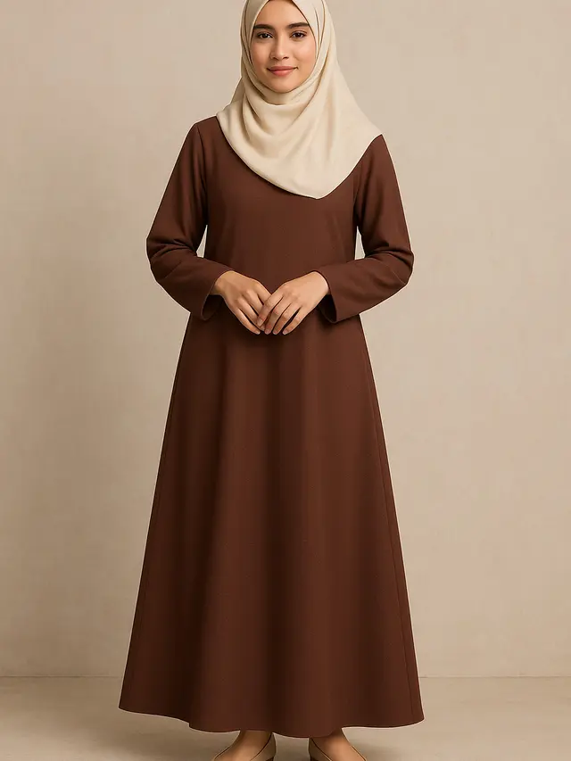 Gamis A-Line Polos untuk Pengajian Maulid Nabi
